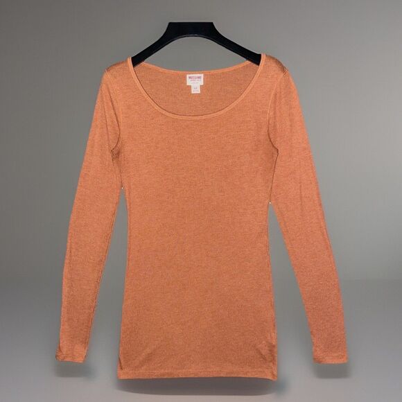 Mossimo Supply Co. Tops - Mossimo Supply Co Ribbed Long Sleeve Scoop Neck Knit Top Size S Small Orange